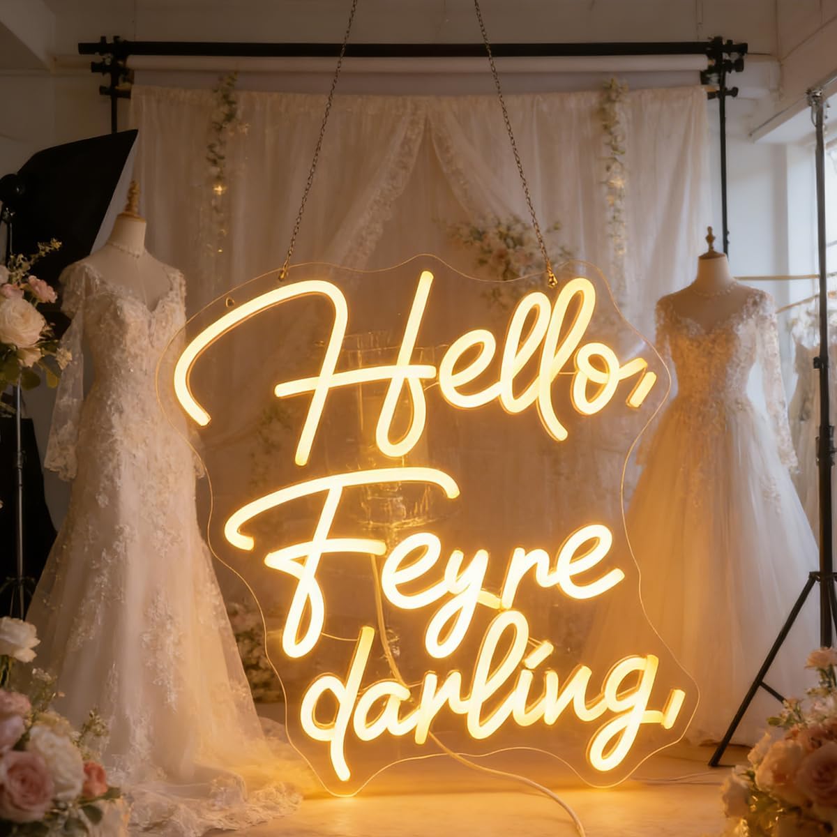 "Hello, Feyre Darling" Bookish Quote Light - Whimsical LED Decor for Fan's Bedroom, Reading Nook or Bookshelf Decor, Dimmable USB, Magical Gift for ACOTAR & SJM Fans