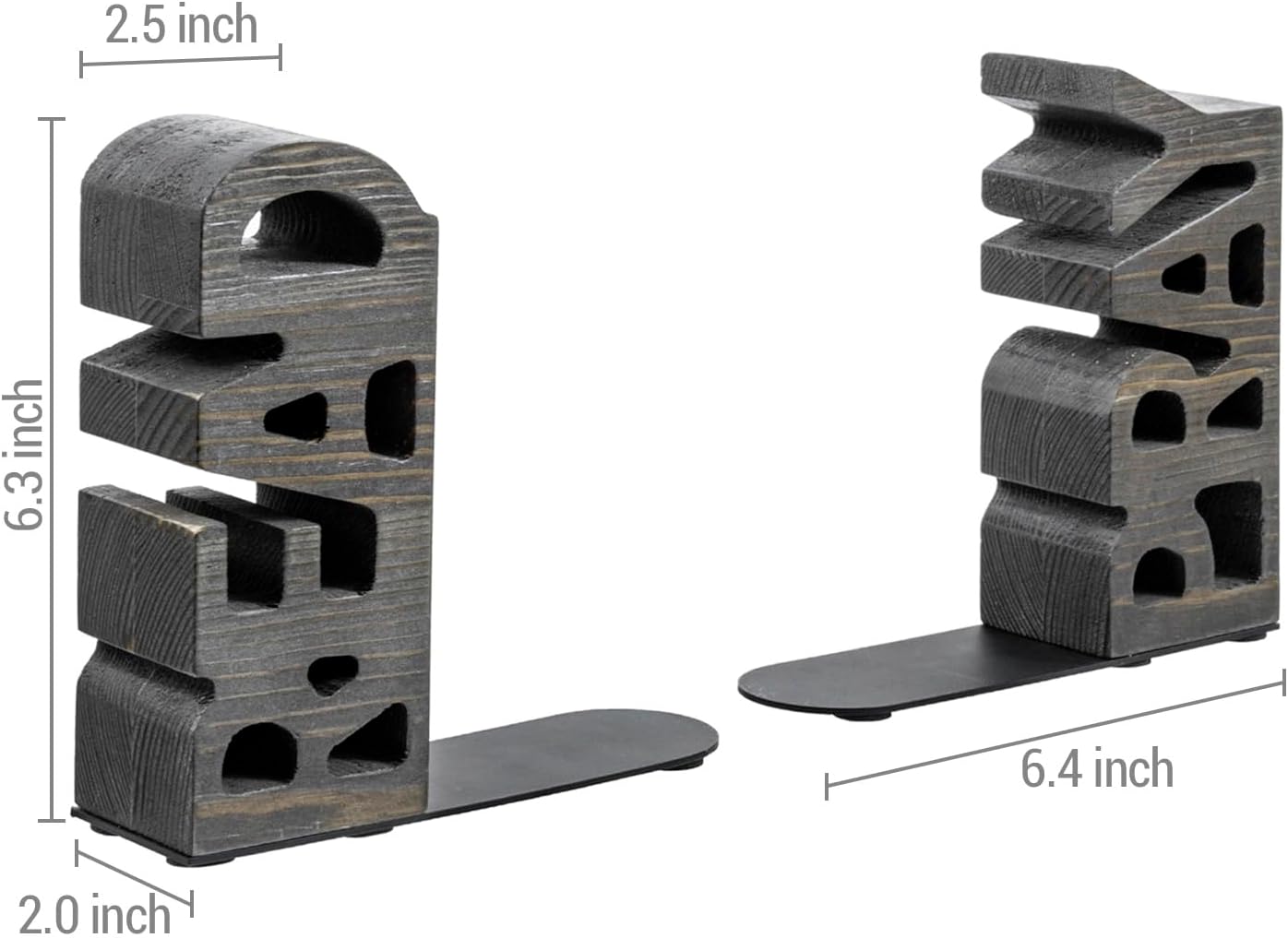 Book Ends Christian,Vintage Weathered Gray Solid Wood Bookends Carved in Read and Pray Block Letters, Decorative Book Stands for Home Library Bookshelf Office Desk, 2 Piece Set