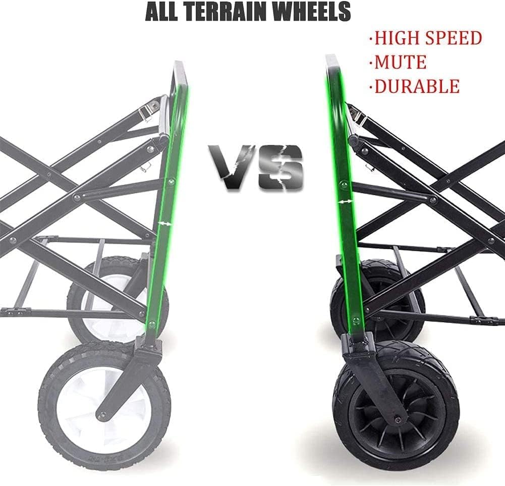 Portable Camping Cart,Coapsible Folding Outdoor Utility Wagon Heavy Duty Garden Portable Hand Cart with Big Wheels Adjustable Handle for ping Camping Beach Picnic