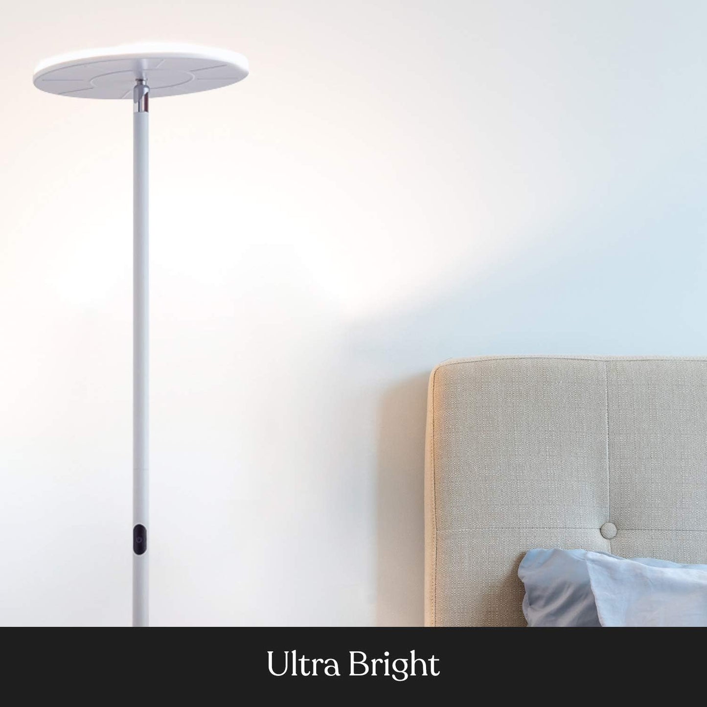 Brightech Sky Flux Dimmable LED Floor Lamp – Super Bright Floor Lamp with 3 Light Modes for Living Room, Office – Torchiere Standing Touch-Lamp, Tall Torch Lamp for Bedroom & Reading - White