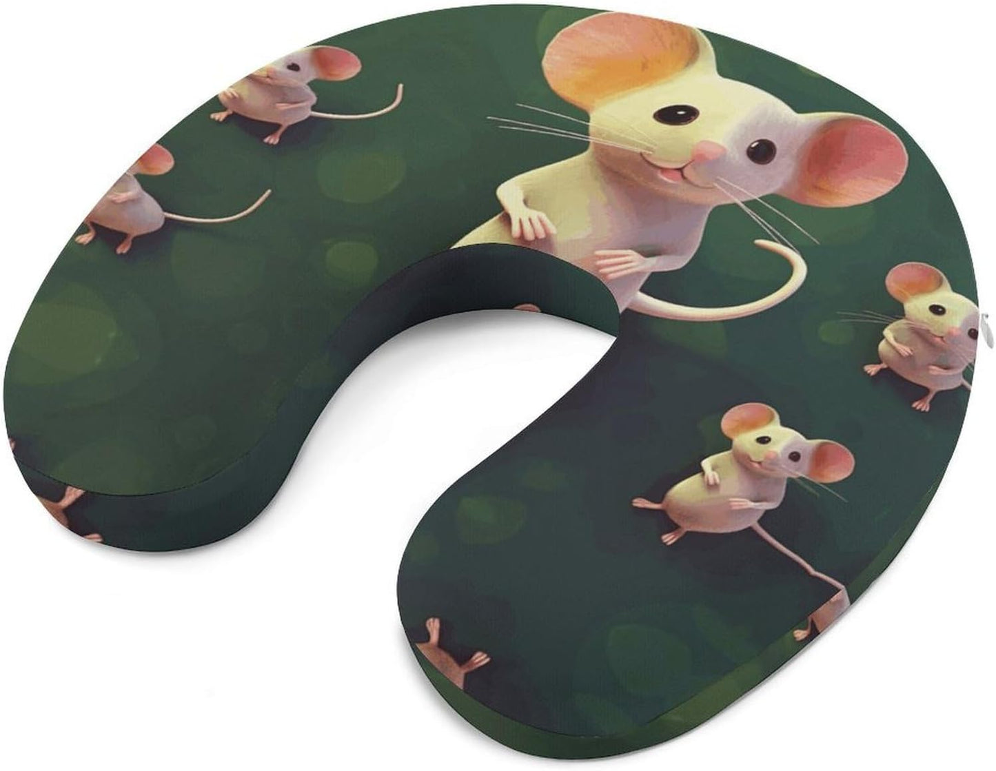 Cute Mouse Neck Pillow Memory Foam U Shaped Pillows Portable Pillows for Shoulder Travel Head Support Pillow with Concealed Zipper for Airplane Car Home Office