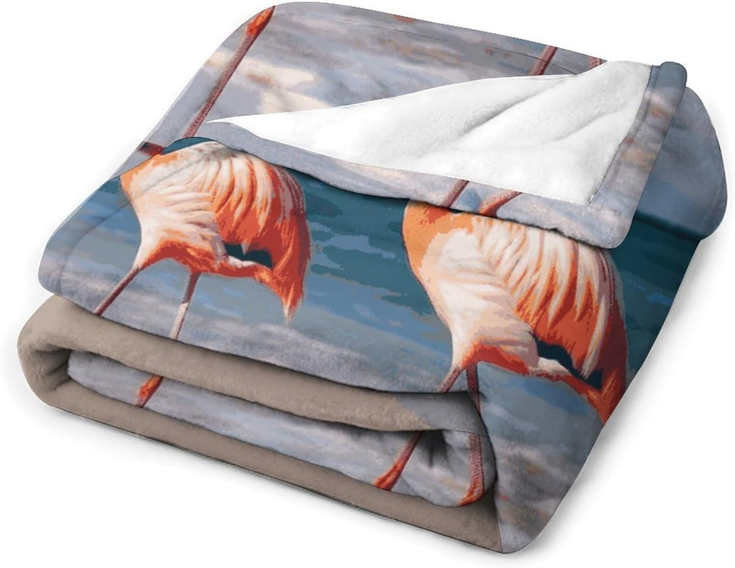 Pink Flamingo Walking on The Beach Blanket Super Soft Lightweight Throw Blanket Cute Cozy Warm Bed Blanket Decorative Fuzzy Blanket All-Season Home Decor Gift for Sofa Couch Living Room 60"*80"（150*20