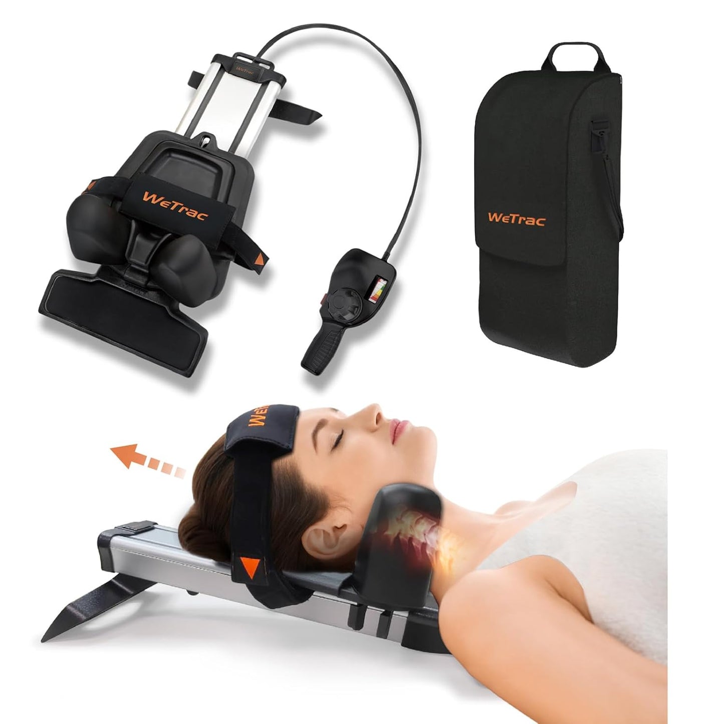 iSTIM WeTrac Cervical Neck Traction Device, Relaxer and Stretcher, Pain Relief for Spinal Decompression, Relieving Pinched Nerves, and Cervical Pain, Home Use, with Travel Bag
