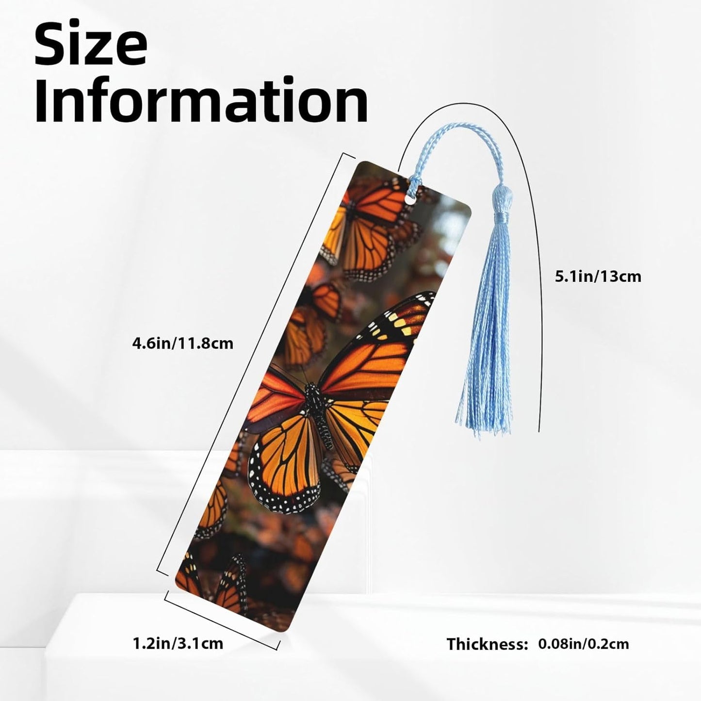 Monarch Butterflies Wood Bookmark for Book Lovers Birthday Teachers Gift, Handmade Craft Book Marks Ornaments with Tassel Exquisite Reading Page Markers for Men Women