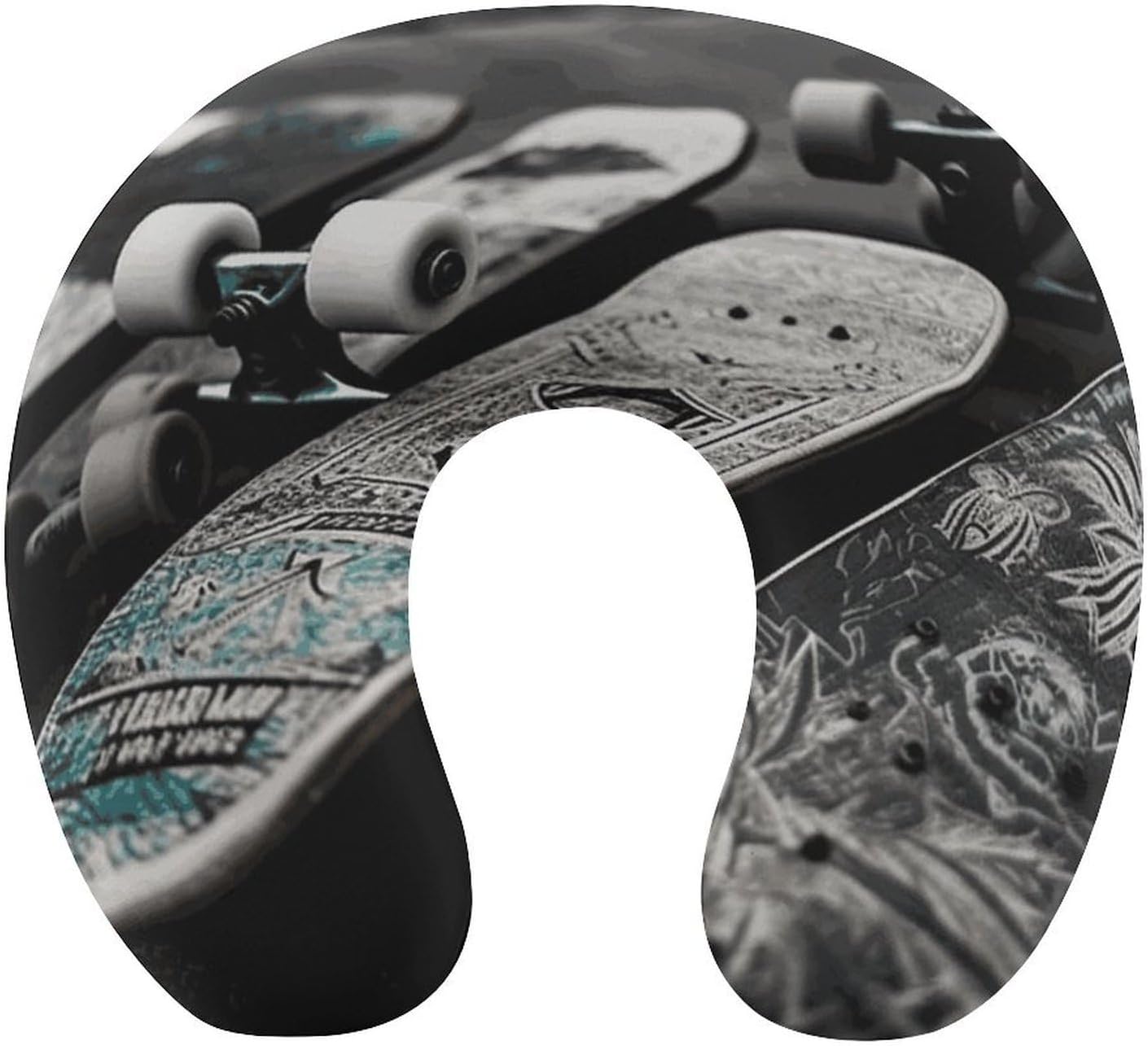Skate Boards Neck Pillow Memory Foam U Shaped Pillows Portable Pillows for Shoulder Travel Head Support Pillow with Concealed Zipper for Airplane Car Home Office