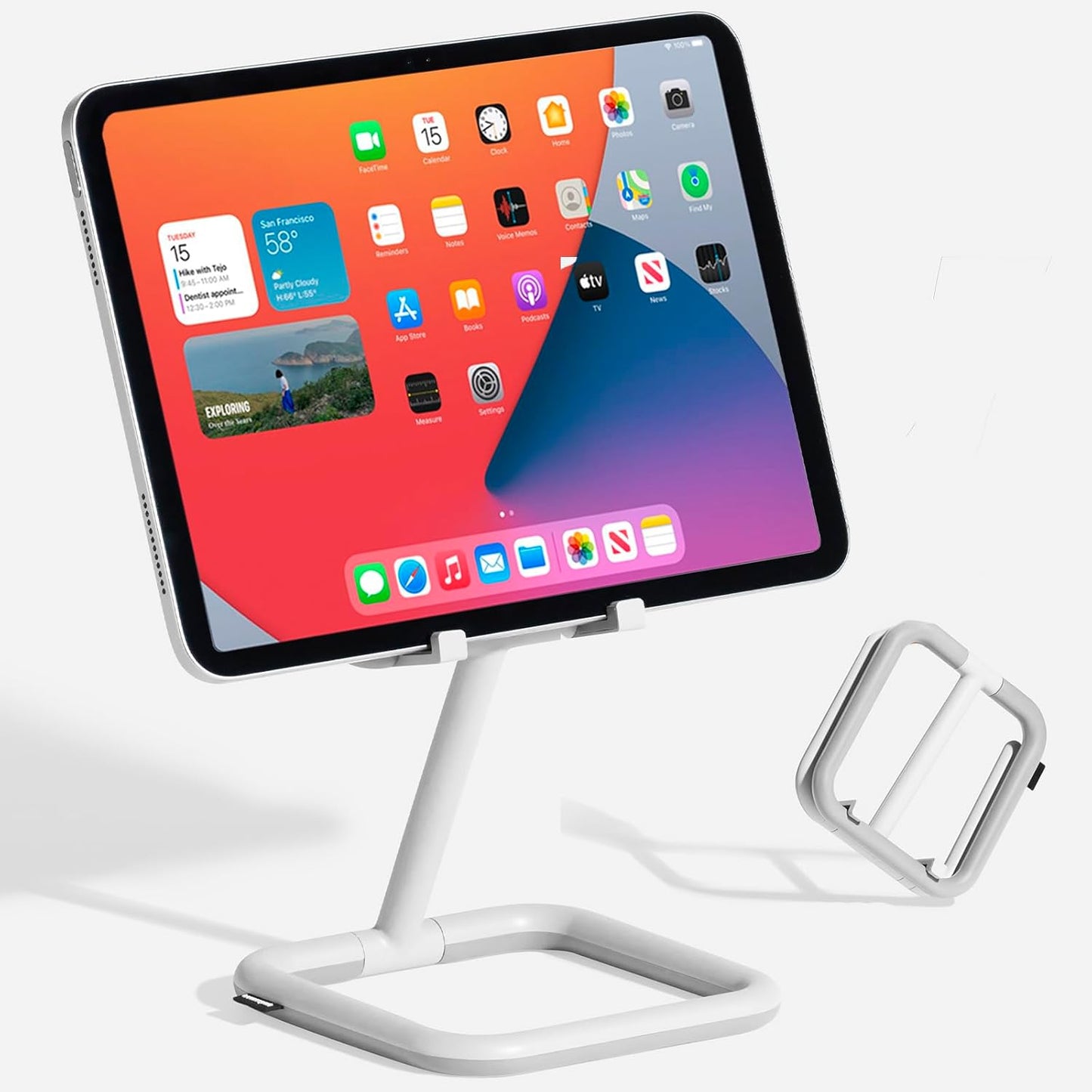 Bouncepad Go iPad Stand for Business & Leisure | iPad POS Stand | Adjustable Tablet & iPad Stand | Compatible with All Tablets & iPad Models | iPad Register Stand | White
