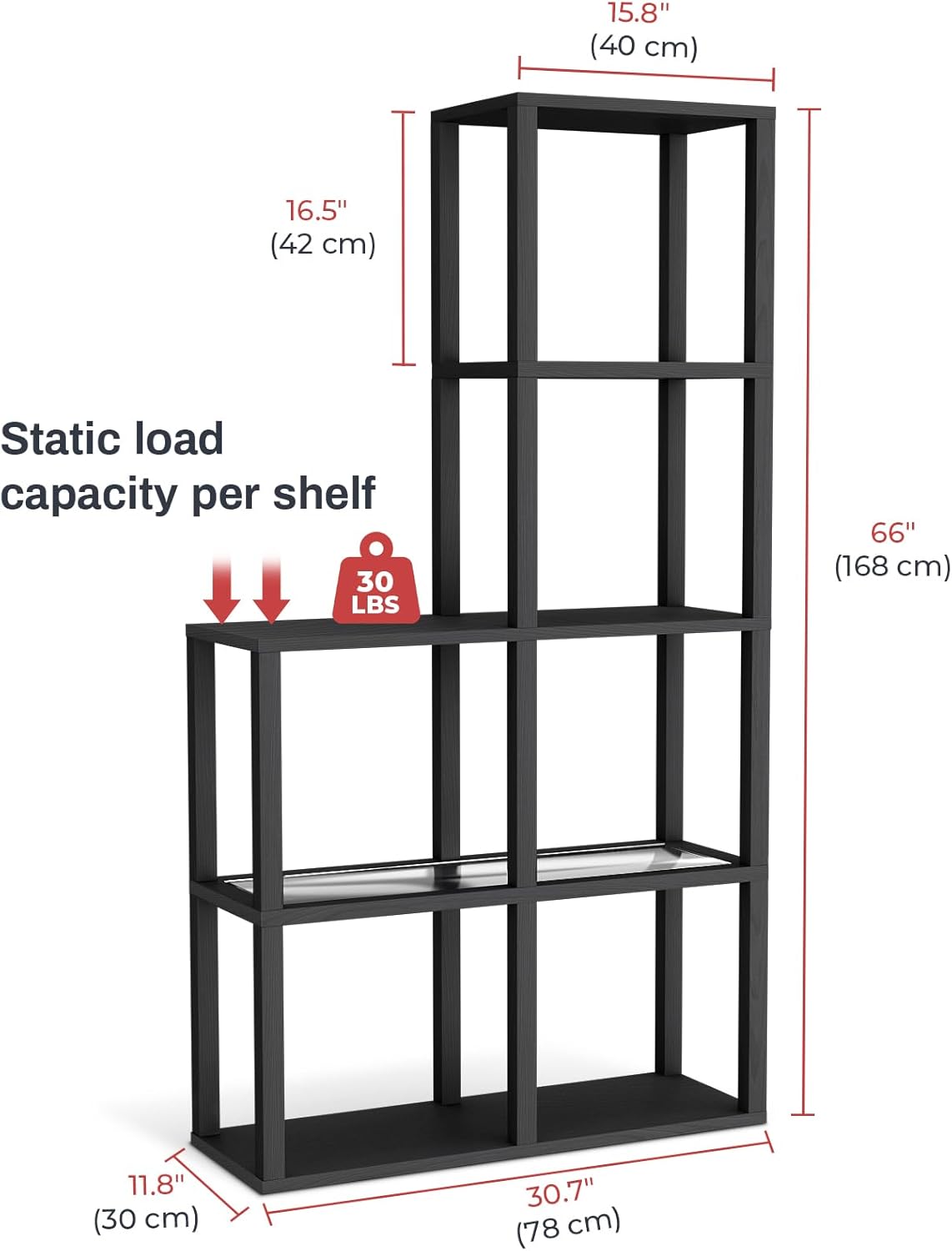 Display Shelf with LED Light Standing Floor Lamp with Glass Storage Shelves for Collectibles, 5 Tier Tall Corner Shelf Open Curio Cabinet for Living Room, Bedroom, Office, Home Decor