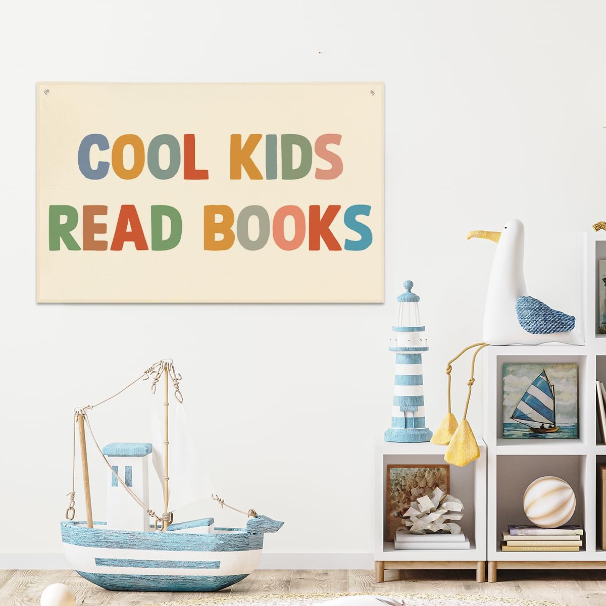 Playroom Decor Cool Kids Read Books Banner Boho Nursery Bedroom Decor 22x33In Canvas Flag Banner Wall Hanging Banners Flag Decor for Toddler Boy Kids Room Nursery Playroom