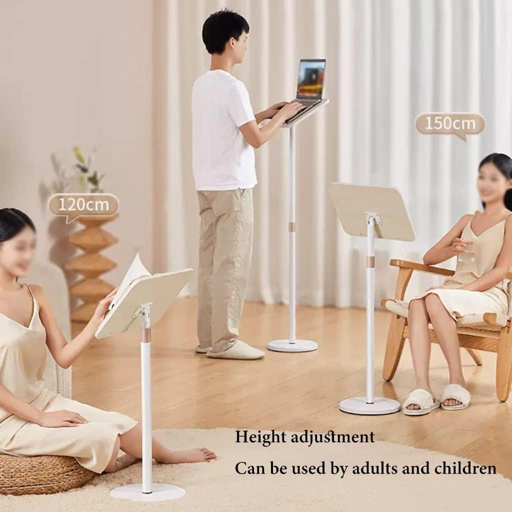 Bookstand for Reading in Bed, Floor Book Holder for Reading, Laptop Stand Adjustable Height, Angle Adjustable Hands Free Book Stand for CookBooks,Magazines (Color : Nero) (Nero) (White)