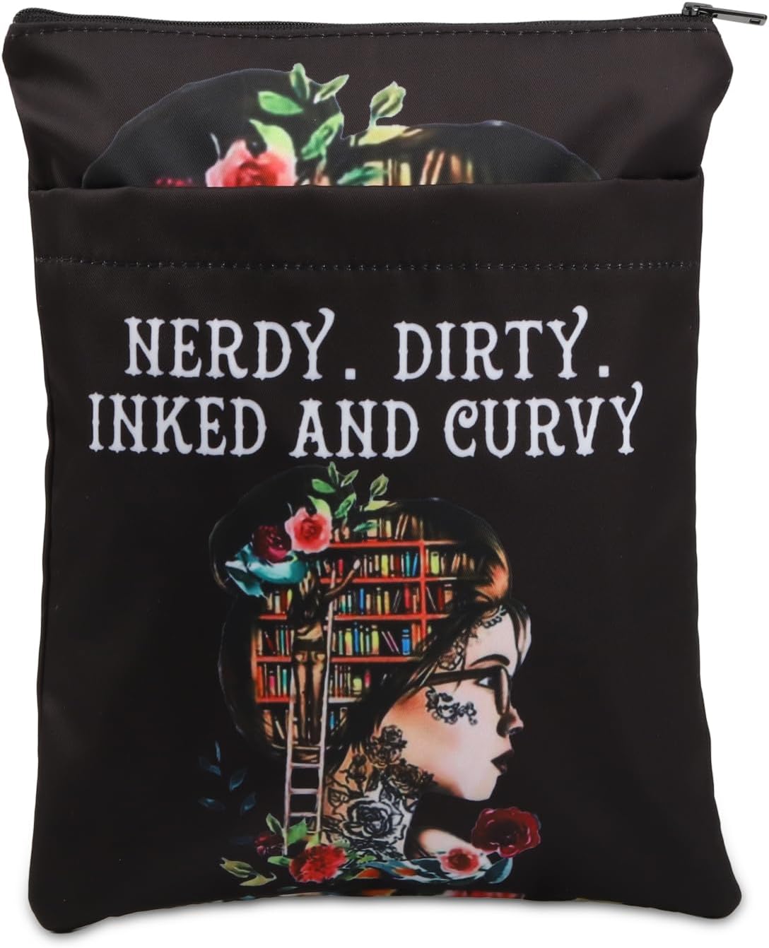 KEYCHIN Reading Lover Book Sleeve Book Club Librarian Gifts Nerdy Dirty Inked And Curvy Book Cover Book Lover Gifts Book Covers For Paperback (Nerdy Dirty-Black)