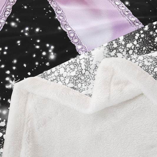 Feelyou Bow Throw Blanket Black Pink Soft Fleece Sherpa Cozy Fuzzy Plush Warm Glitter Fuzzy Plush Throw Pastel Baby 30"x40" Bow Knot Accent for Bed Couch Living Room