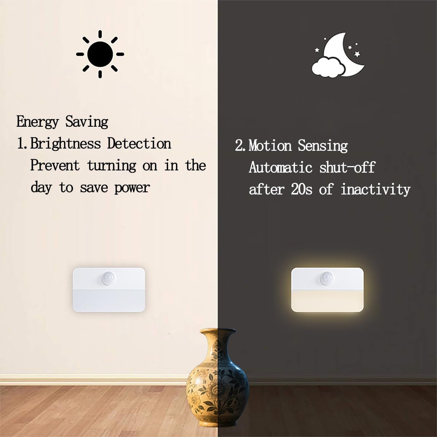 Motion Sensor Night Light Indoor, Rechargeable LED Stair Lights, Warm White Stick-On Wireless Closet Lights, Battery Operated Hallway, Cabinet, Bedroom, Kitchen Lamp