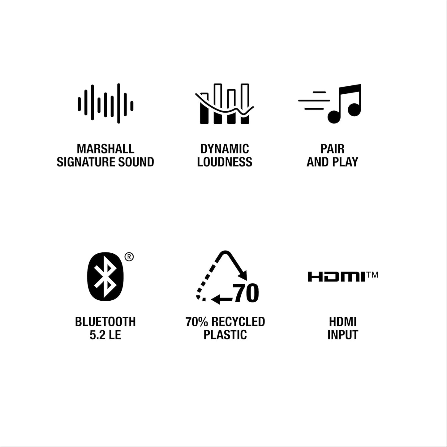 Marshall Woburn III Bluetooth Home Speaker - Loud Stereo Sound with Bass and Treble Controls | Plug-in Powered | Record Player Compatible | HDMI, RCA, 3.5 mm Aux Inputs - Black