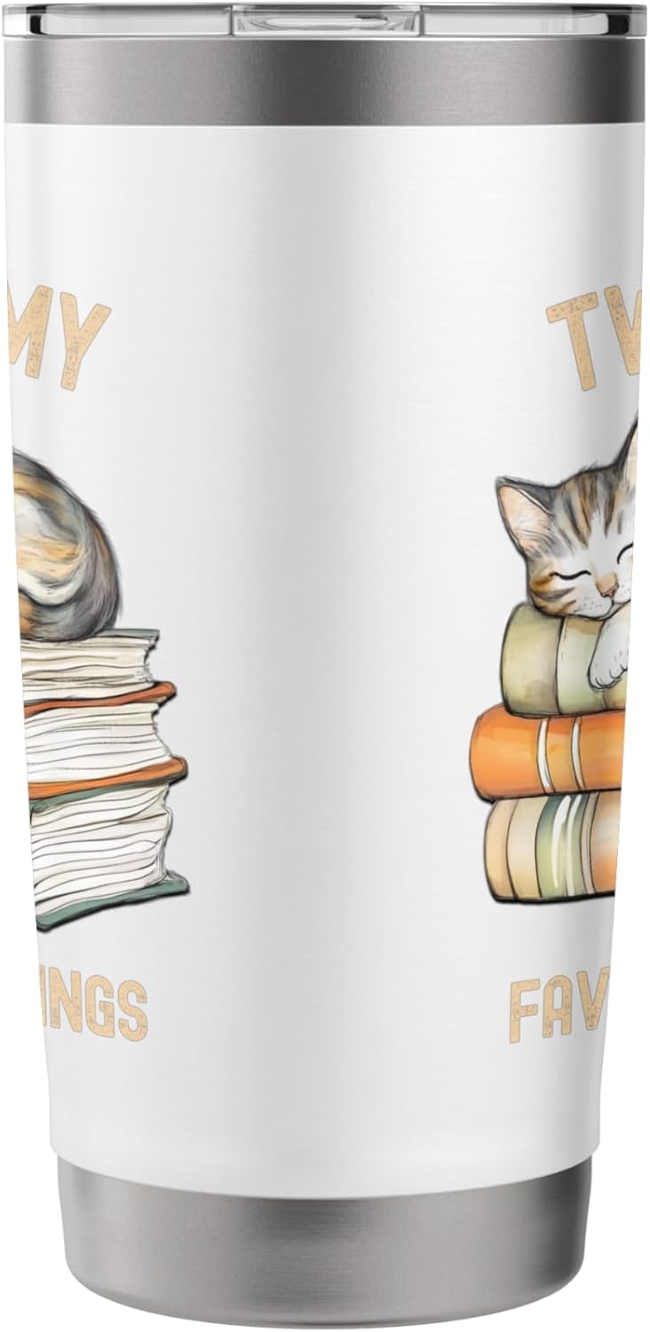 Cute Cat Book Reader Stainless Steel Insulated Tumbler