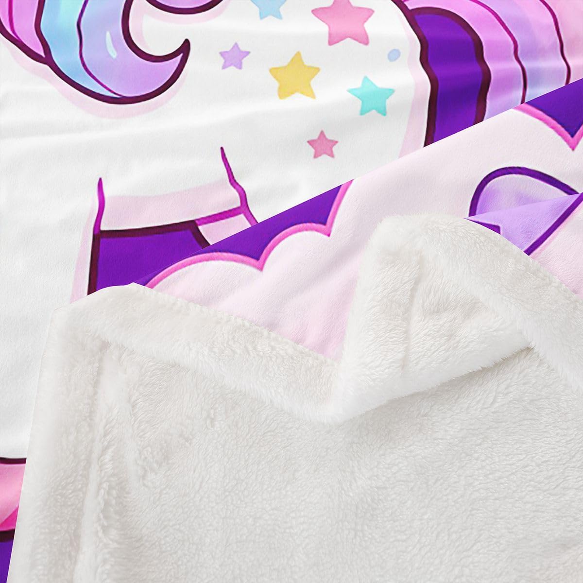 Feelyou Cute Unicorn Sherpa Throw Blanket for Couch Pink Bow Super Soft Cozy Fleece Princess Unicorn Blanket for Winter, Plush Throw Dreamy Horse Baby 30"x40" All Season