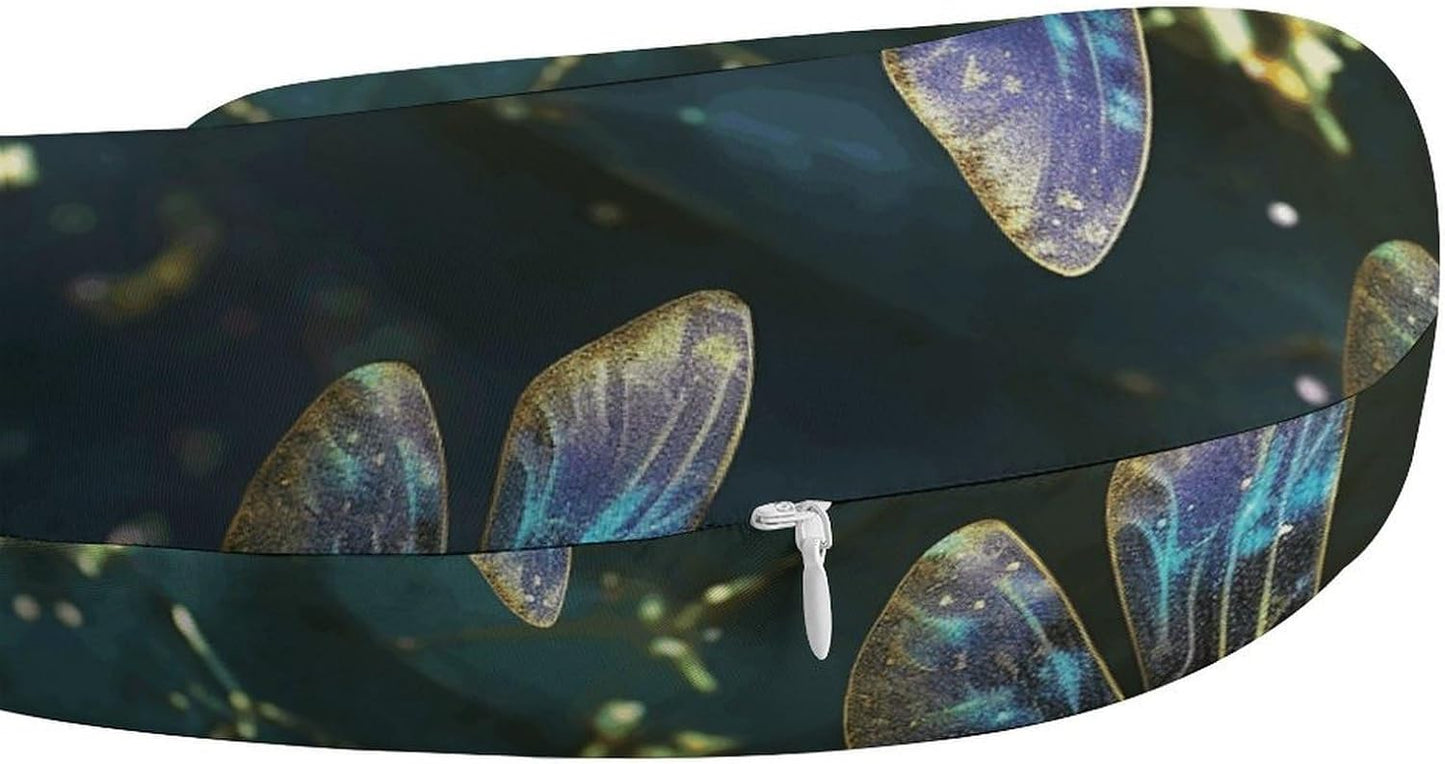 Dragonfly Neck Pillow Memory Foam U Shaped Pillows Portable Pillows for Shoulder Travel Head Support Pillow with Concealed Zipper for Airplane Car Home Office