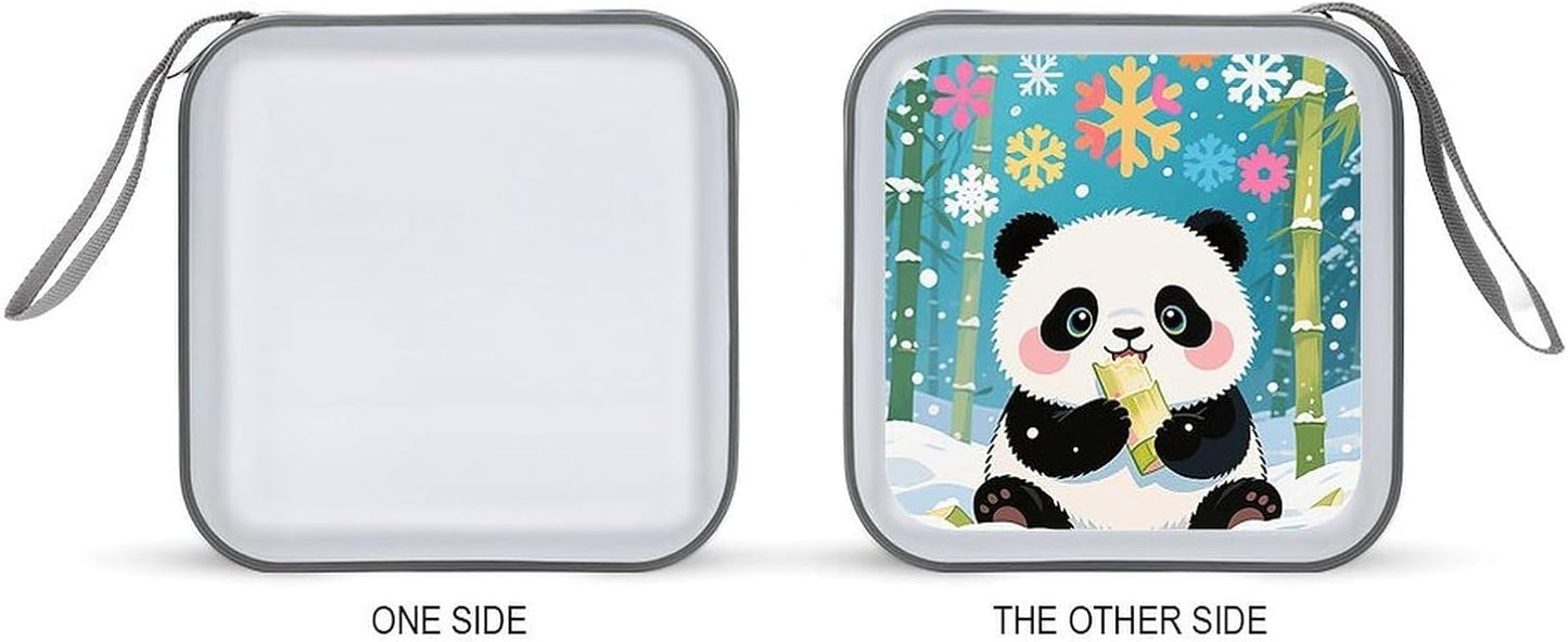 Color Snow Panda CD Case Portable Zipper CD Case 40 Capacity Hard Plastic DVD Cases Holder Large Storage Disc Wallet Bag for Car Home Travel DVD Collection Bag