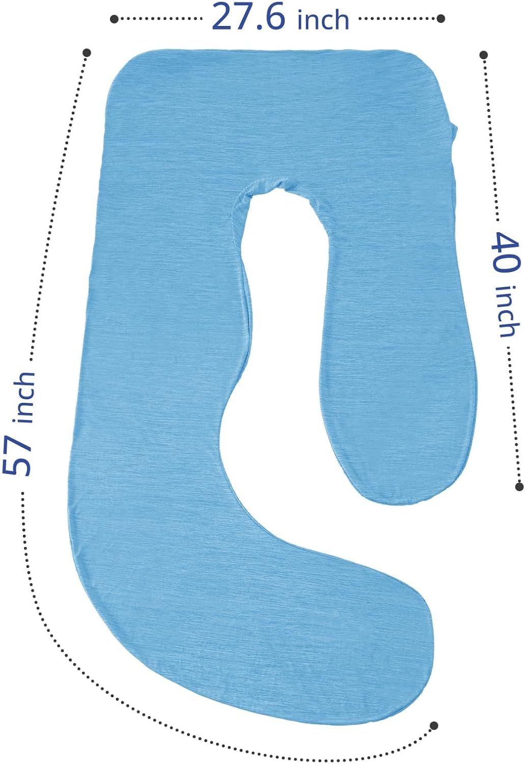 Sasttie Cooling Pregnancy Pillow Cover, 57-inch U Shaped Pregnancy Pillow Case, Fits 55 to 57 Inch Maternity Pillow, Blue (No Pillow Insert)