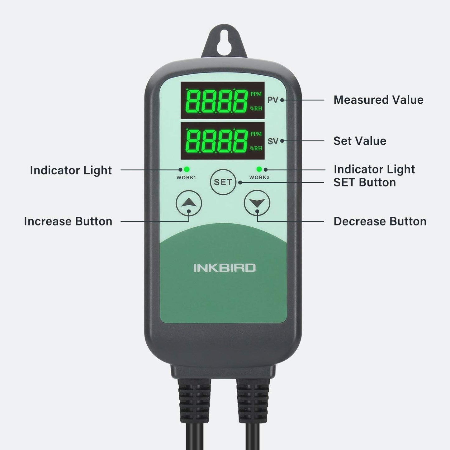 Inkbird ICC-500T CO2 Controller CO2 Meter Carbon Dioxide Controller for Grow Room and CO2 Generator, with CO2 Sensor for Home Grower (CO2 Controller + S01 Sensor)