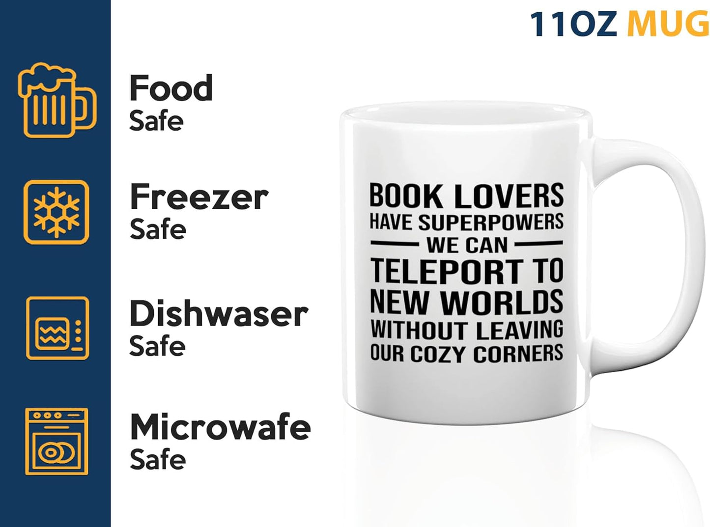 Book Lover Coffee Mug 11oz White -We Can Teleport - Writer Editor Bookish Librarian Bibliophile Bookish Grammar Philosophers