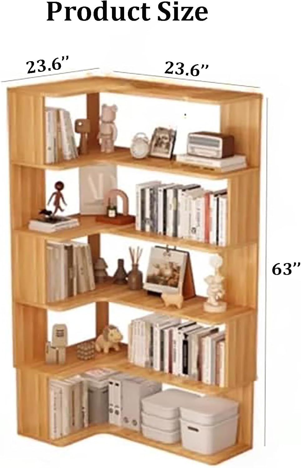 6-Tier Corner Bookshelf - Modern L-Shaped Bookcase with Anti-Drop Panel, Freestanding Etagere Shelf for Home Office & Living Room Storage, Stylish Display Rack