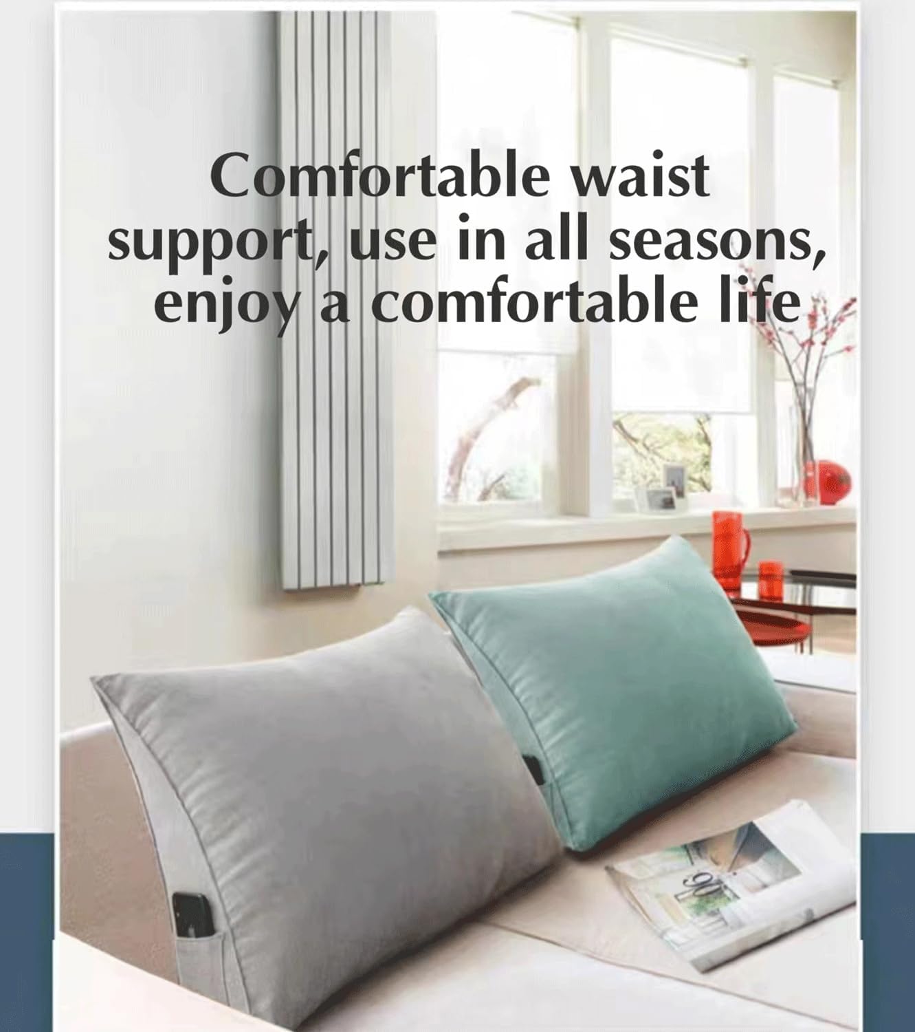 Triangle Headboard Pillow - Soft Backrest Cushion for Bed Sitting, Lumbar Support, Leg Positioning, Ideal for Daybed & Resting Comfort. (Brown 80x50x20cm)
