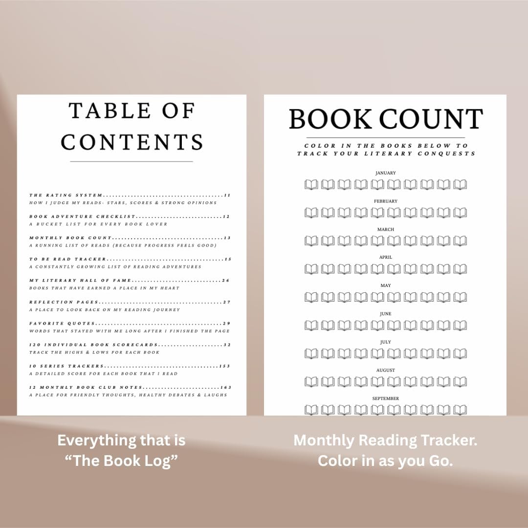 Reading Journal & Book Log – 120 Reviews Hardcover Reading Journal by Curation Station, Reading Tracker, TBR List, Club Notes for Book Lovers