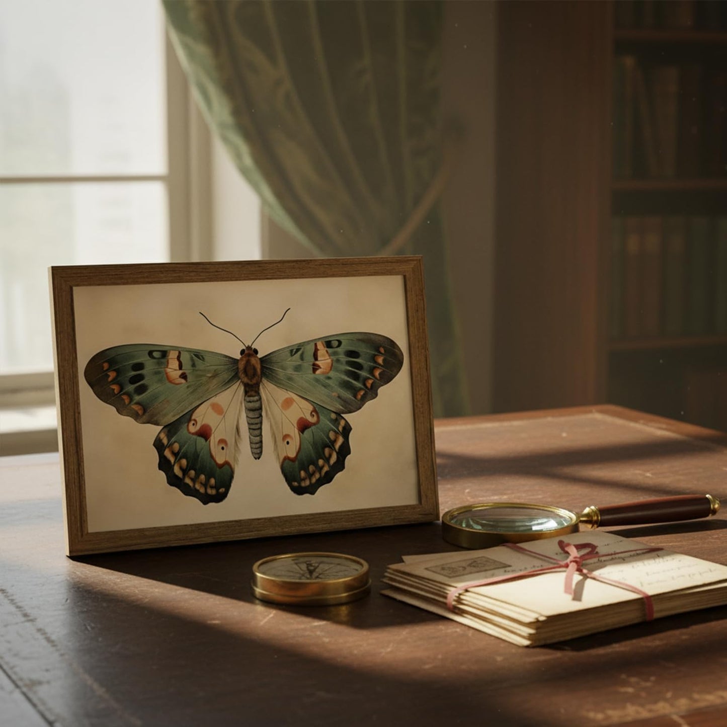 Vintage Butterfly Wall Art Framed Canvas Retro Butterfly Moody Insect Artwork Prints Picture Antique Moth Artwork for Cottagecore Living Room Bedroom 8x10 Inch
