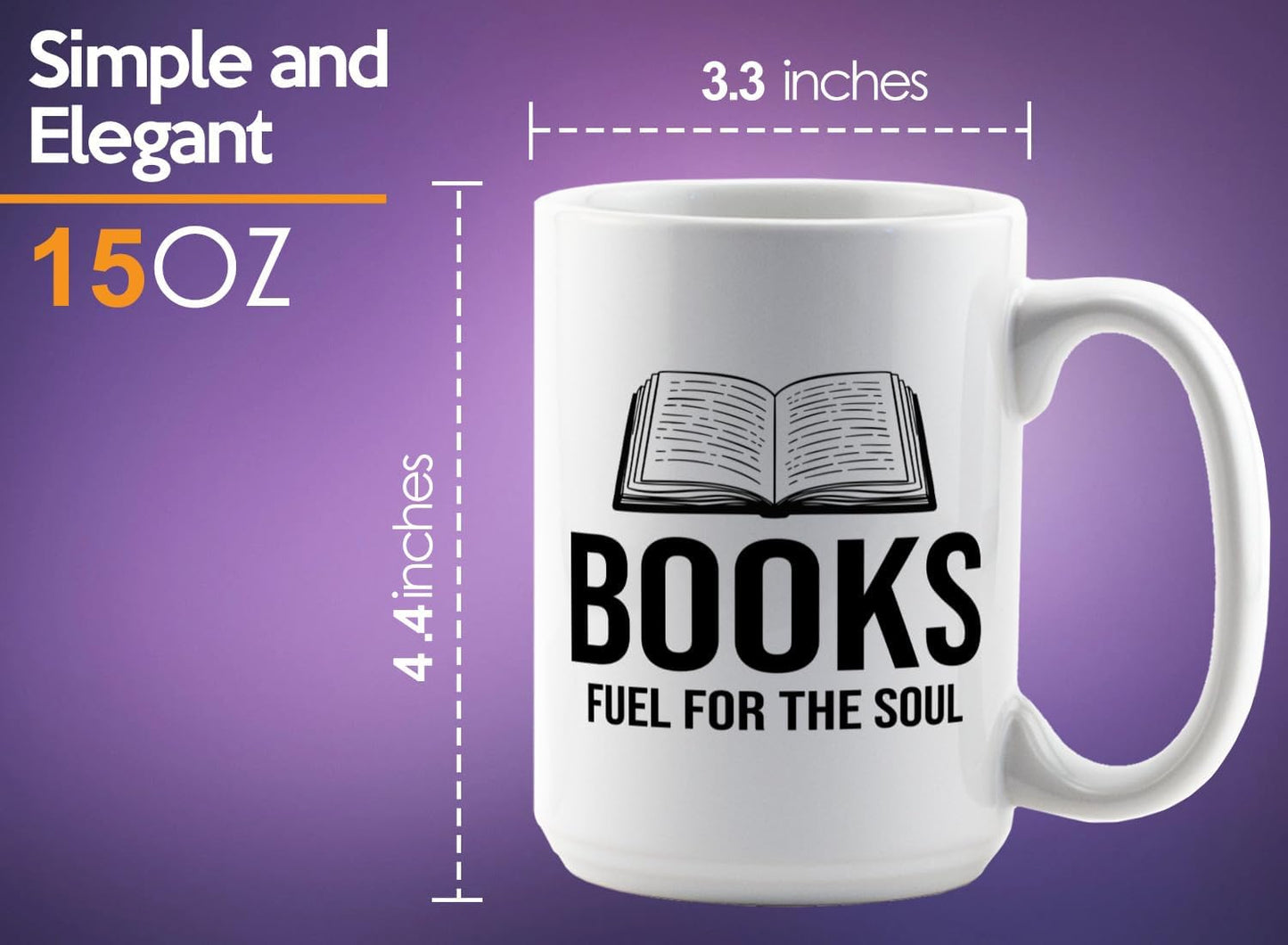 Book Lover Coffee Mug 15oz White -Books Fuel for - Bookworm Literature Library Book Lover Reader Booked Editor Intellectual Studious