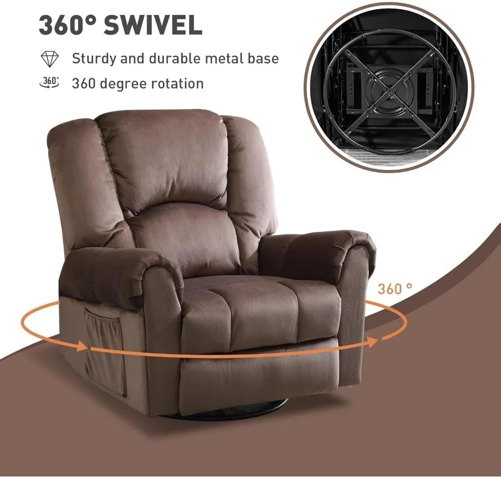 Oversized Modern Fabric Electric Power Lift Chair, Ergonomic Leisure Chair Classic Single Sofa, 360° Swivel Rocker Recliners with Massage and Heat