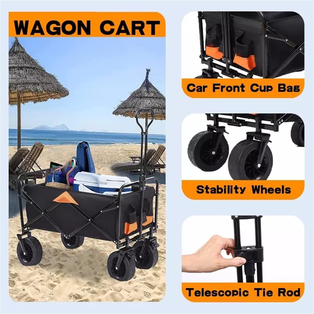 JSEIAJB Folding Cart Portable Foldable 150L Large Capacity Multifunction Cart Outdoor Camping Table Light Wagon BBQ Trolley(Trolley and Table A)