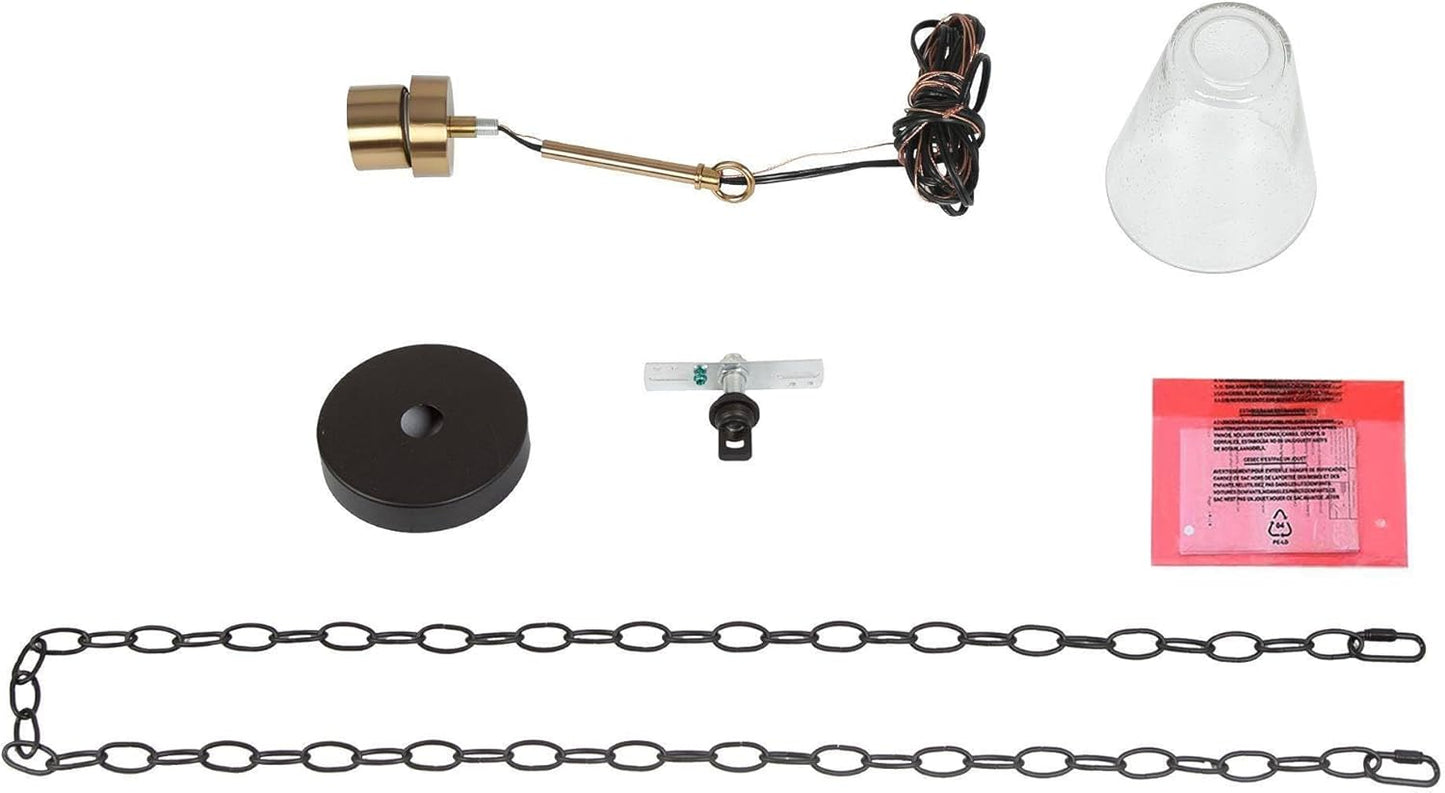 KSANA Black Gold Pendant Light, Modern 1-Light Brass Pendant Lighting Fixture with Seeded Glass Shade and Adjustable Height for Kitchen Island, Dining Room, Foyer and Hallway