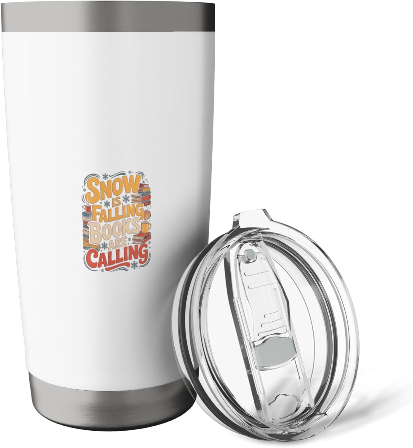 Snow Is Falling Books Are Calling Cozy Reading Quote Stainless Steel Insulated Tumbler