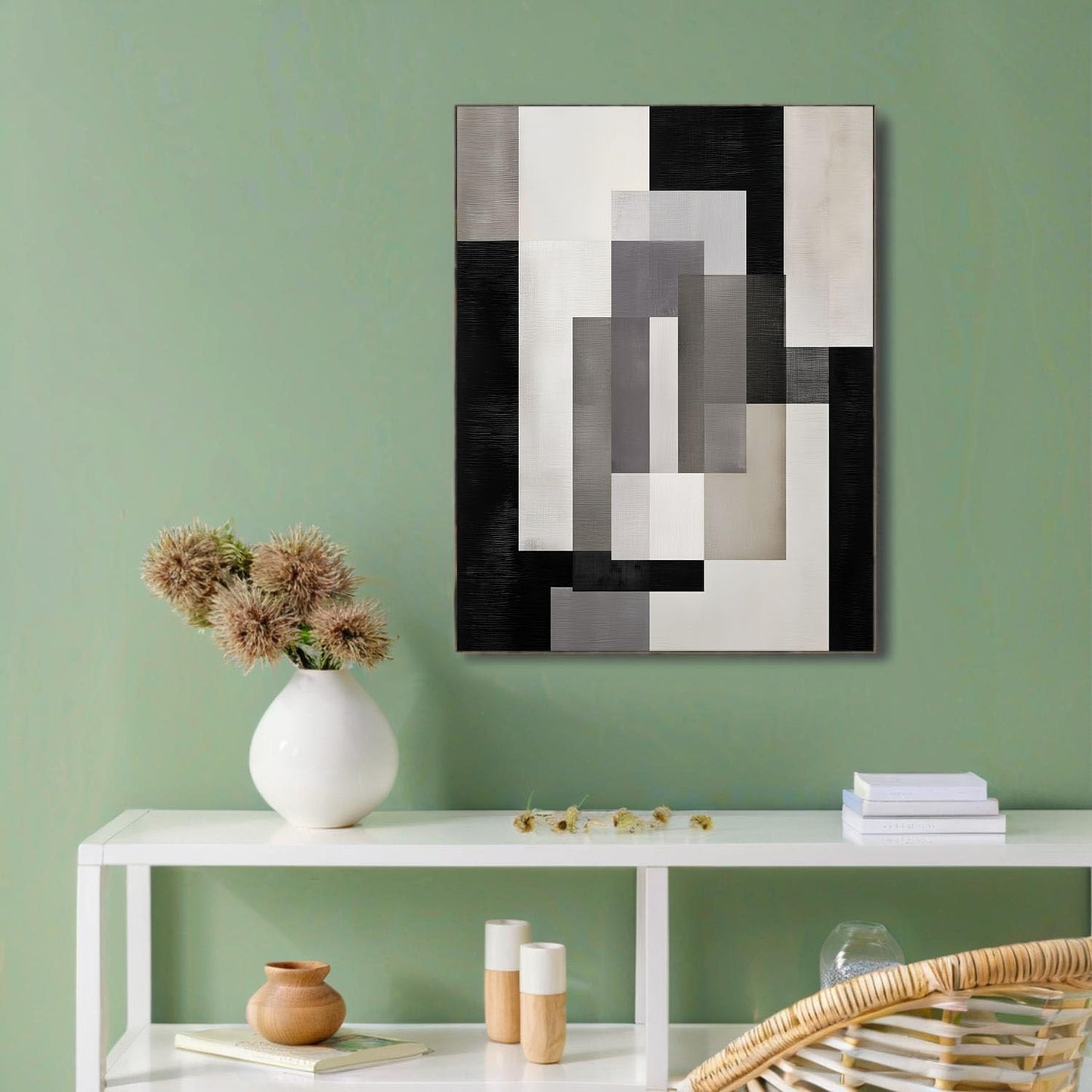 GDJSMIN Minimalist Design Wall Art, Abstract Geometric Squares Poster for Reading Room Living Room Decor 12x 16 inch Unframed
