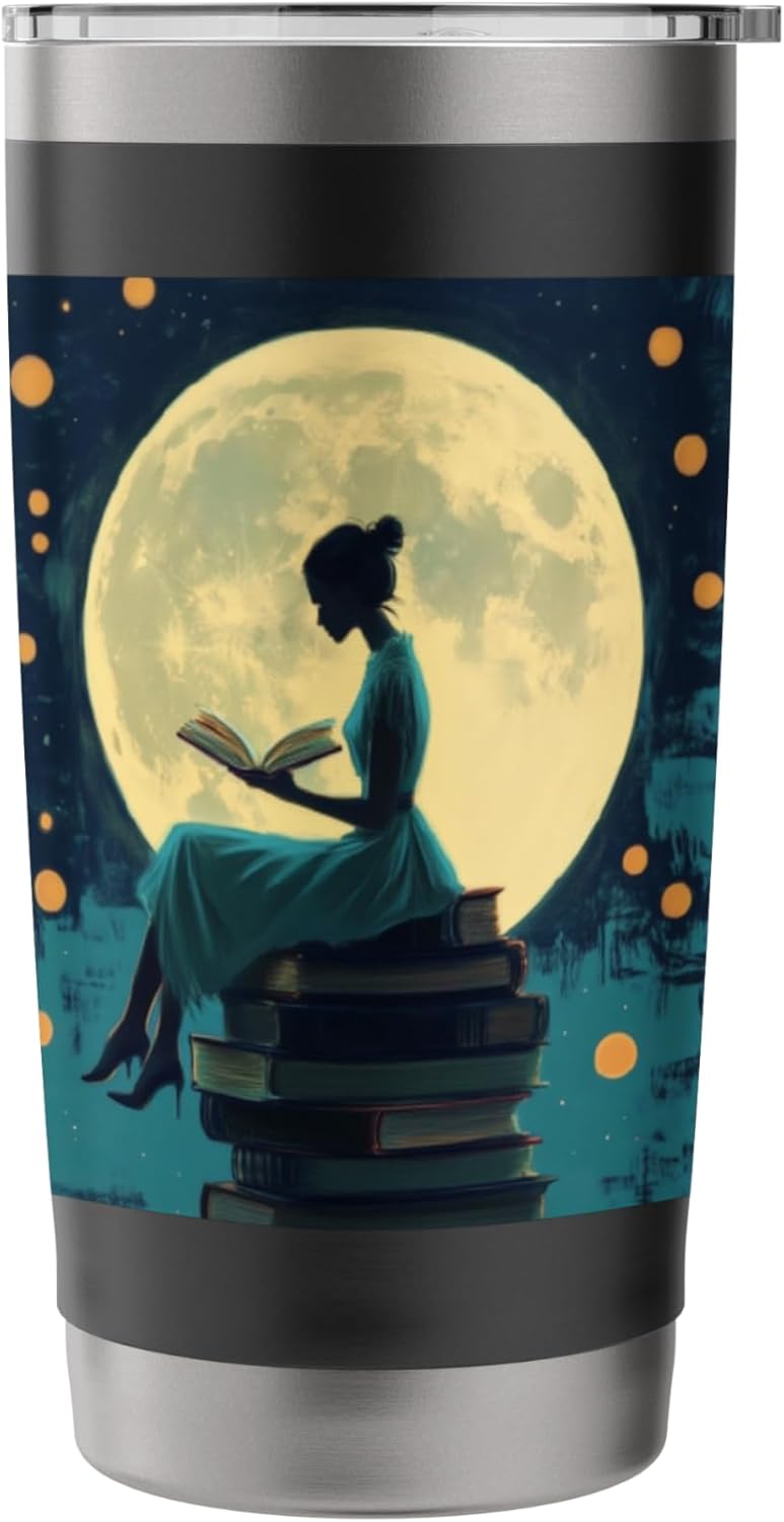 Girl Reading Book Lover Bookworm Reading Librarian Stainless Steel Insulated Tumbler