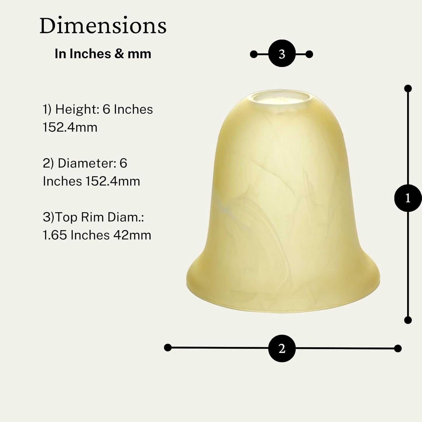 LIGHTACCENTS Alabaster Glass Pendant Light Shade - Farmhouse Style Chandelier Shades, 6"x6", Socket Nut Compatible - Upgrade Pendants, Wall Vanitie, Table Lamps -3-Pack