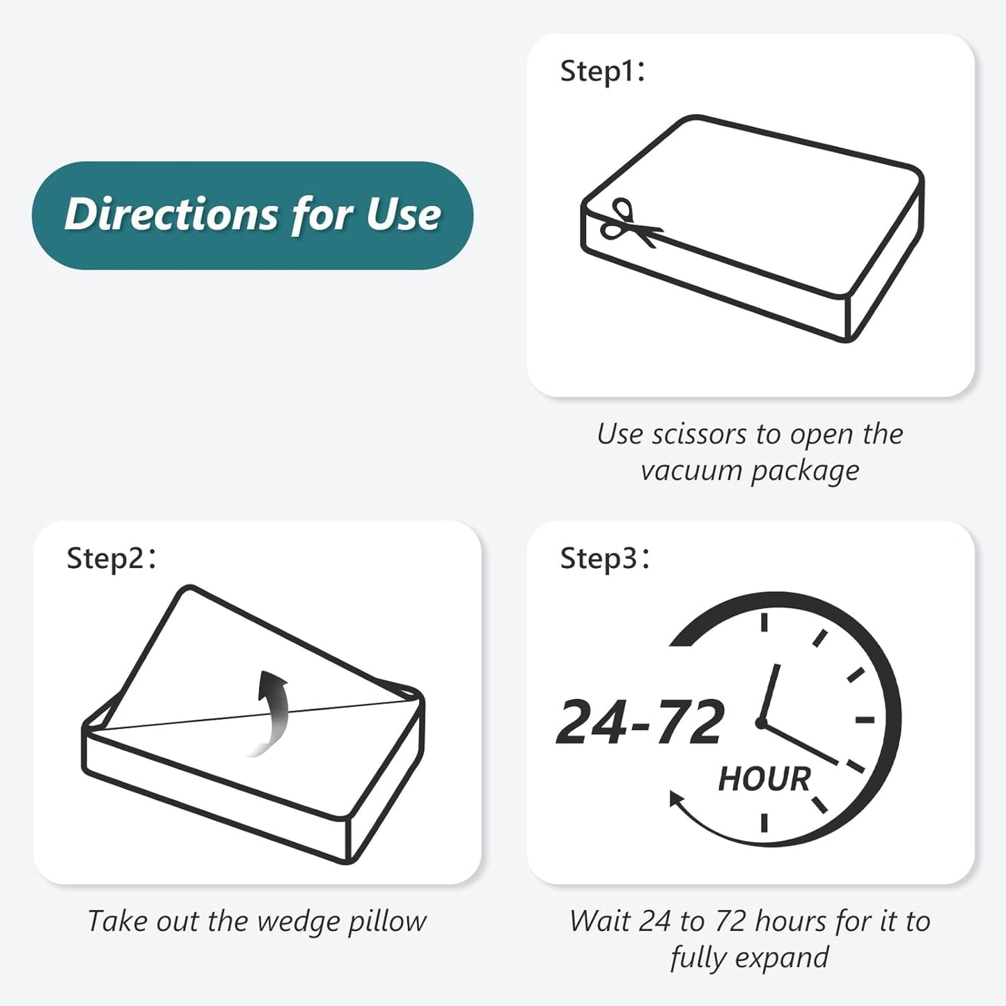 Bed Wedge Pillow Set for Sleeping 3 PCS - 16.5" Wide Triangle Pillow for Back Leg Pain Relief with Washable Cover - 35D Foam Wedge Pillow Post Surgery for Acid Reflux & Snoring (White Grey)