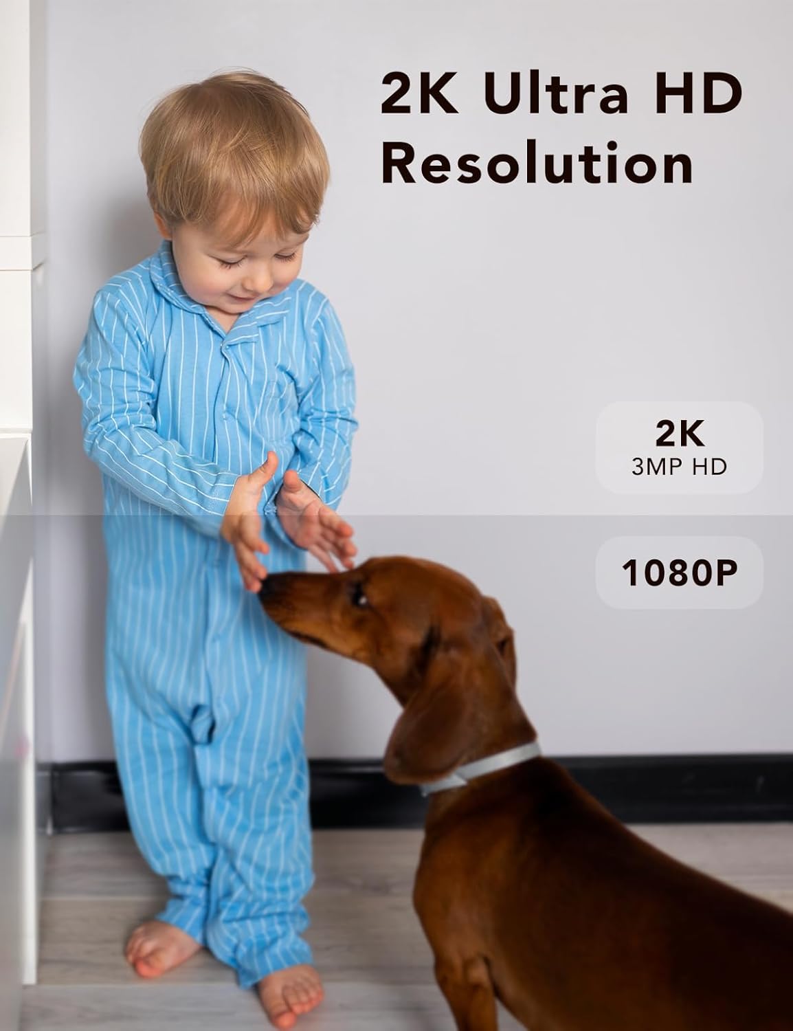 2K Security Camera Wired, Outdoor/Indoor for Home, Pet, Baby, Nanny, IP65 Waterproof Color Night Vision, White Light & Siren, Recording, Motion Detection, Compatible with Alexa,Black-4P