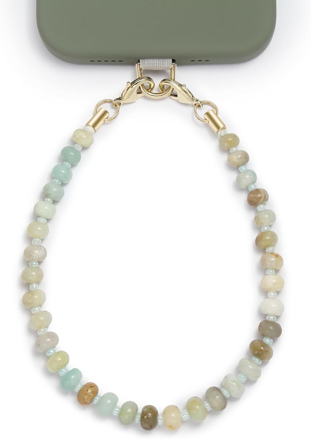 Natural Stone Phone Charm, Beaded Healing Phone Wrist Strap, Handmade Cellphone Chain Lanyard with Tether Tab