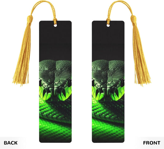 3D Snake Bookmark Ornament, Wooden Bookmarks with Tassel, Book Mark for Book Lovers Page Markers Reading Gifts for Women Men Handmade Wood Bookmark Tag Label