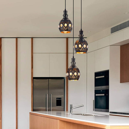 YLONG-ZS 3-Light Industrial Pendant Lighting Vintage Hanging Ceiling Light Fixtures,Farmhouse Rustic Lantern Pendant Light Hanging Lamps for Dining Room,Living Room, Hotel