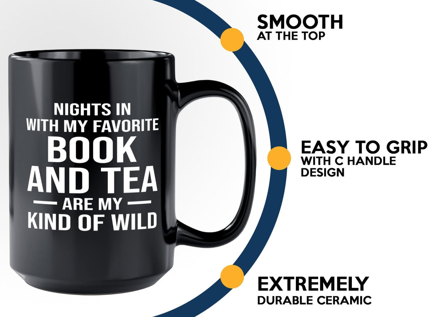 Book Lover Coffee Mug 15oz Black -Book and Tea - Gift For Poets Bookish People Bibliophile Librarian Book Club Reader