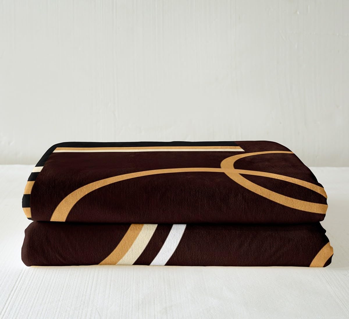 Erosebridal Modern Geometric Throw Blanket Brown Black Stripes Fleece Blanket for Kids Adult Retro Circle Swirls Sherpa Blanket Bedroom Decor Abstract Texture Color Art Bed Blanket Throw 50"x60"