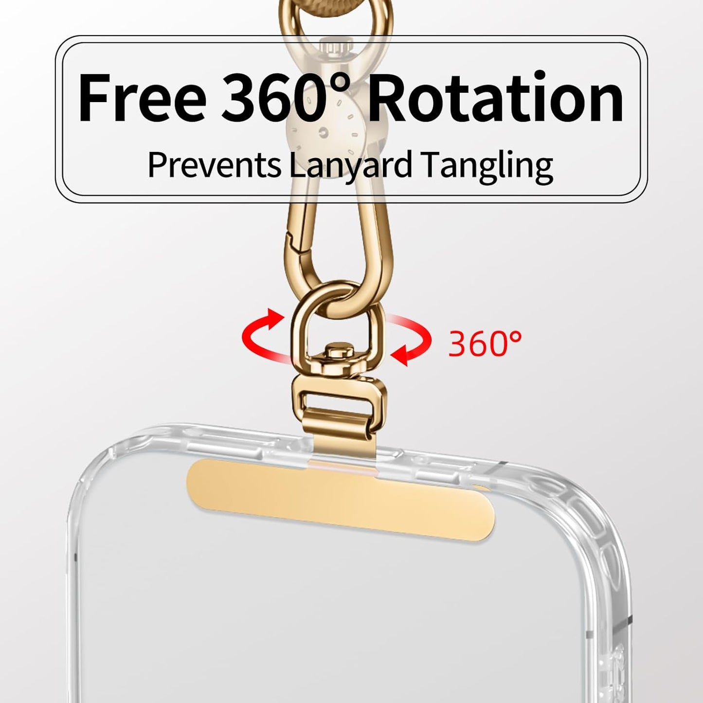 Phone Tether Tab & Lanyard Tab, 360° Swivel Clip - Ultra Thin Stainless Steel Universal Patch for All Phone Cases