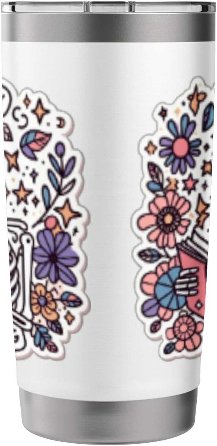 Go Away I'm Reading Funny Skeleton Book Lovers Bookish Skull Stainless Steel Insulated Tumbler