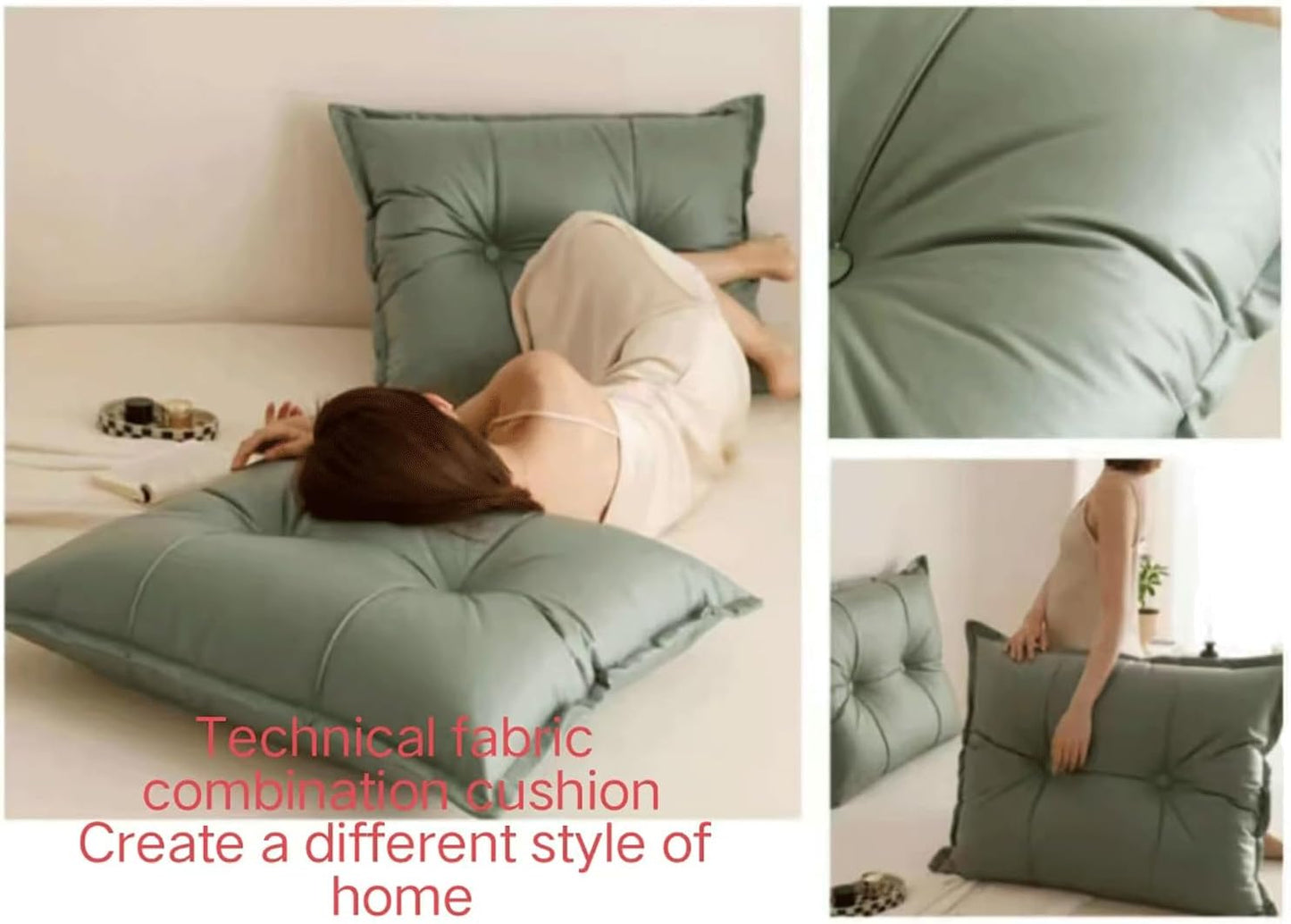 Large Bed Combination Headboard Pillow Wall Pillow Large Daybed Pillows Reading Backrest Lumbar Pad Removable Cushion(Size:75cm /29.5in(1pc),Color:Green)