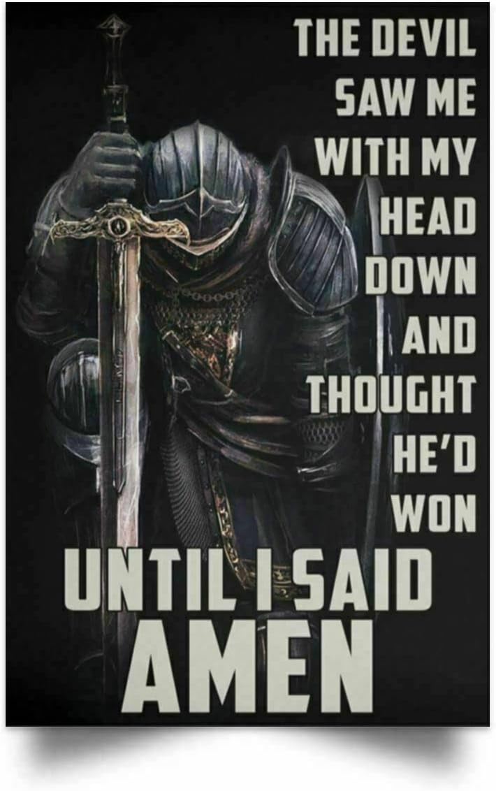 Vintage Metal Tin Sign Warrior Vertical Poster Until I Said Amen Quote Wall Art Print Great Idea Gift Tin Sign Poster Vintage Metal Signs for Bar Music Club Man Cave Room Wall Decor 12x16 Inch