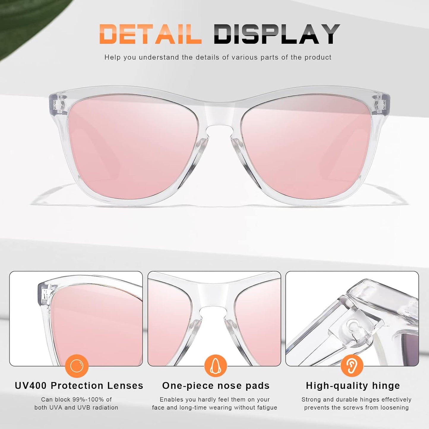 DANAMY Sunglasses Womens Polarized Sunglasses for Women Trendy Designer Mirrored UV400 Protection Sun Glasses
