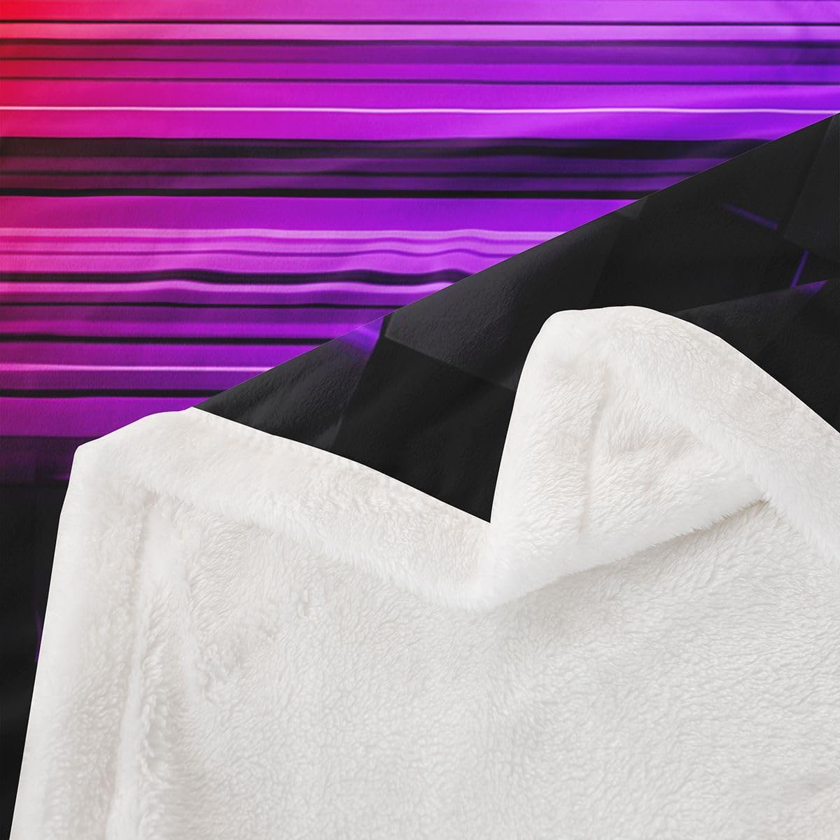 Feelyou Red Purple Sherpa Throw Blanket for Couch Geometric Super Soft Cozy Fleece Modern Abstract Art Blanket for Winter, Plush Throw Luxury Baby 30"x40" Strip Lines All Season