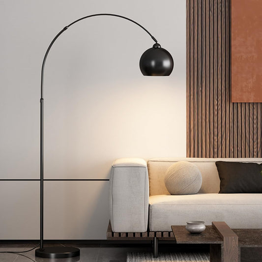 Arch Floor Lamps Modern 76.8" Tall Standing Lamp with Black Metal Shade Adjustable Height Arc Floor Lamp with 3 Color Temperatures Sofa Reading Pole Lamp for Bedroom Reading Room Nursery